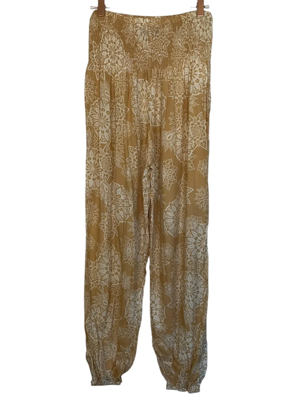 Lotus and Luna Smocked Mustard Floral Print  Pants